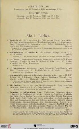 Abt. I. Bücher (Nr. 1-292)