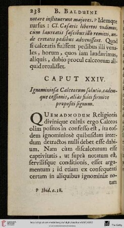 Caput XXIV.: Ignominiosa Calceorum solutio, eademque cessionis, aliàs fidei firmive propositi signum