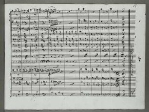 Dresdner Einlage (wohl Ballettmusik) für Nr. 23 "Schluß" von A. E. Titl. Ende des Schlußsatzes Largo, Seite 34 der Partitur