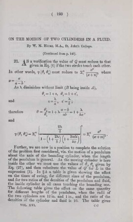On the motion of two cylinders in a fluid.