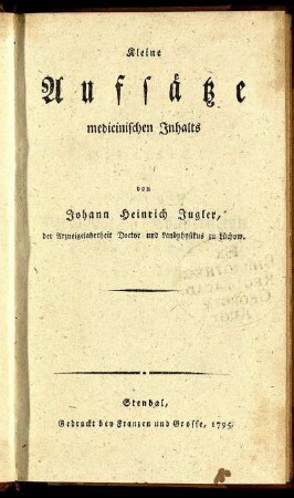 Kleine Aufsätze medicinischen Inhalts
