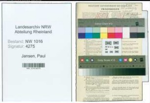 Entnazifizierung Paul Jansen , geb. 19.09.1896 (Mechaniker)