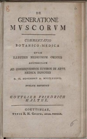 De Generatione Muscorum : Commentatio Botanico-Medica