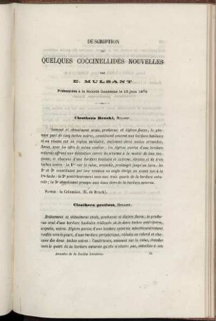 Description De Quelques Coccinellides Nouvelles