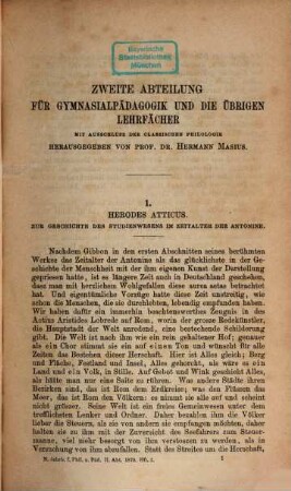 Neue Jahrbücher für Philologie und Pädagogik. 102 = Jg. 40 = Jg. 16. 1870