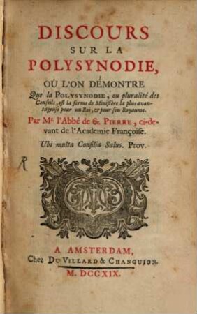 Discours sur la polysynodie