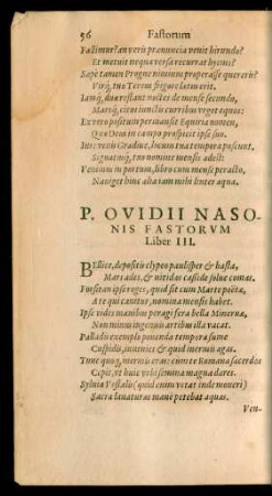 P. Ovidii Nasonis Fastorum Liber III.