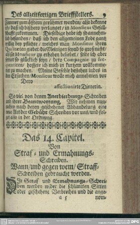 Das 14. Capitel. Von Straf- und Ermahnungs-Schreiben
