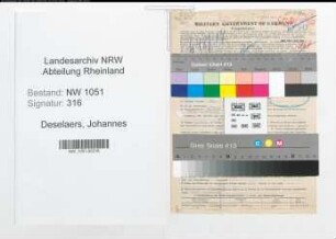 Entnazifizierung Johannes Deselaers , geb. 31.12.1907 (Agronom)