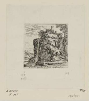 Cascade proche St. Ioyre en Dauphiné, aus: "Divers veuës faites par Israel Silvestre et mises en lumiere par Israel Henriet"