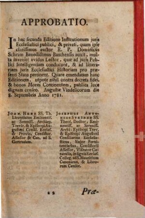 Institutiones Juris Ecclesiastici Publici Et Privati : Hodiernis Academiarum Germanicarum Moribus Accomodatae. 1, De Personis Ecclesiasticis