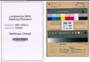Entnazifizierung Oswald Merklinger, geb. 20.04.1897 (Kaufmann)