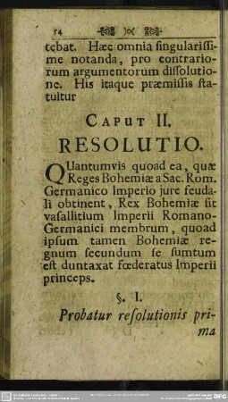 Caput II. Resolutio