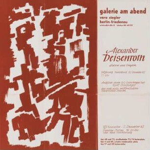 Plakat zur Ausstellung "Malerei und Grafik" des Künstlers Alexander Deisenroth, 1962