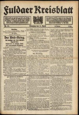 Ausgabe vom Dienstag, den 11. April 1916.