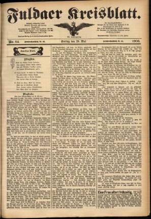 Zweite Ausgabe vom Freitag, den 29. Mai 1903.