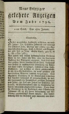 10tes Stück. Den 1ten Januar.
