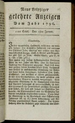 10tes Stück. Den 1ten Januar.