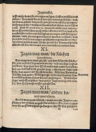 XI. Jagen mag man/ die Küchen zuversehen.