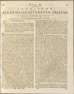 Num. 37. Den 13. Februar 1804