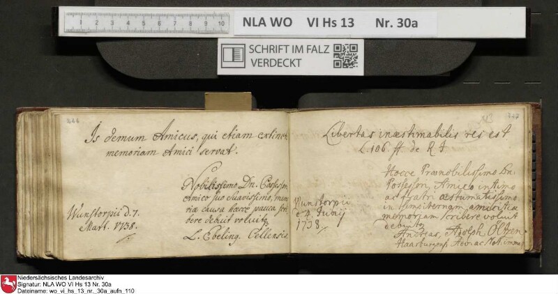 Stammbuch des U. J. Schrader aus Hannover