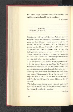 An Herder Wandsbeck, den 16. März 1776