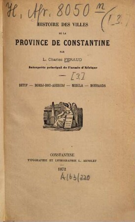 Histoire des villes de la province de Constantine. 3