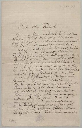 Richard Wagner (1813-1883) Autographen: Brief von Richard Wagner an Ernst Wilhelm Fritzsch - BSB Autogr.Cim. Wagner, Richard.43