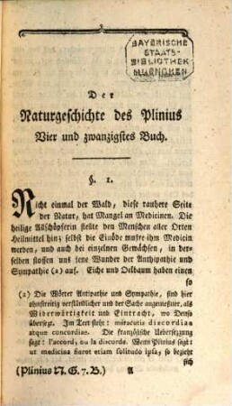Cajus Plinius Secundus Naturgeschichte, Siebenter Band