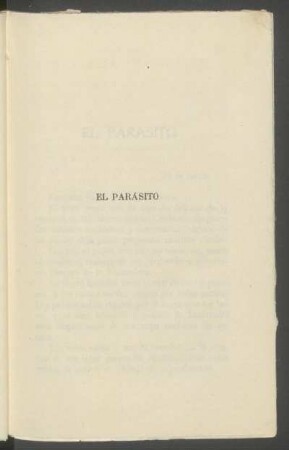 El parásito. - [Novela]