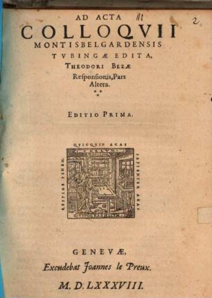 Ad acta Colloquii Montisbelgardensis Tubingae edita ... Responsionis : Pars altera