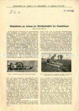 Wirtschaftlichkeit des Dampfpfluges