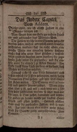 Das Andere Capitel. Vom Addiren.