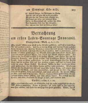 Betrachtung am ersten Fasten-Sonntage Invocavit.