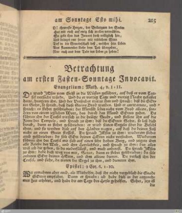 Betrachtung am ersten Fasten-Sonntage Invocavit.