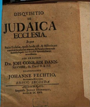 Disquisitio de Judaica ecclesia