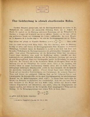 Über Lichtbrechung in schwach absorbierenden Medien