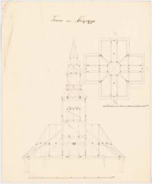 Kirchturm, Niegripp: Grundriss und Schnitt