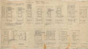 Fischer, Theodor; München - Westend, Bergmannstr.; Ledigenheim - Außentüren u. Kellertüren (Grundrisse, Ansichten, Schnitte)