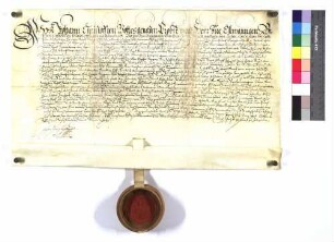 Propst Johann Christoph zu Ellwangen belehnt Schenk Albrecht und Karl zu Limpurg mit den in der Urkunde vom 26. Mai 1574 näher bezeichneten Lehen zu Schmiedelfeld, Zimmerberg, Gerabronn und den Breitengehren. Die zwei Güter zu Gerabronn habeninne Hans Röettenmayer und Endres Deininger.