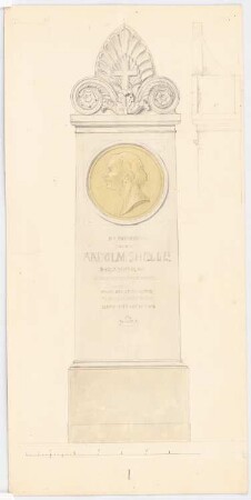 Grabmal für den Bildhauer J. Chr. Schaller: Vorderansicht (Variante zu Inv. Nr. 7672 ?)