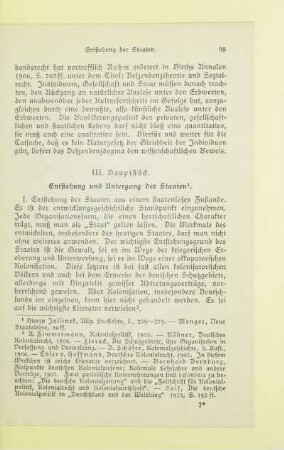 III. Hauptstück. Entstehung und Untergang der Staaten