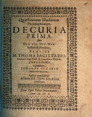 Quaestionum illustrium philosophicarum decuria prima