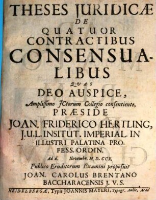 Theses iur. de quatuor contractibus consensualibus