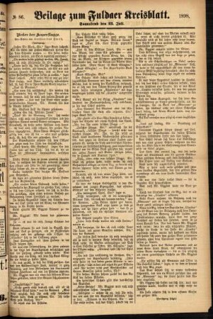 Zweite Ausgabe vom Samstag, den 23. Juli 1898.