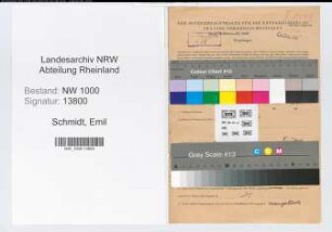 Entnazifizierung Emil Schmidt, geb. 28.10.1899 (Postassistent)