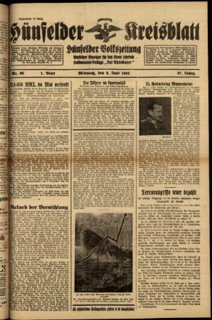 Erste Ausgabe vom Mittwoch, den 03. Juni 1942.