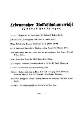 Inhalt : Lebensnaher Volksschulunterricht - (Lehrpraktische Beilagen)