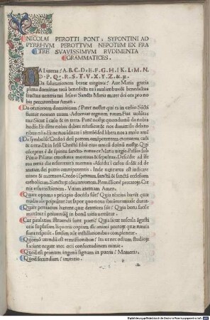 Rudimenta grammatices : gewidmet Pyrrhus Perottus. Mit Brief an Antonius Moretus von Johannes Calphurnius