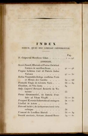 Index Eorum, Quae Hoc Libello Continentur.